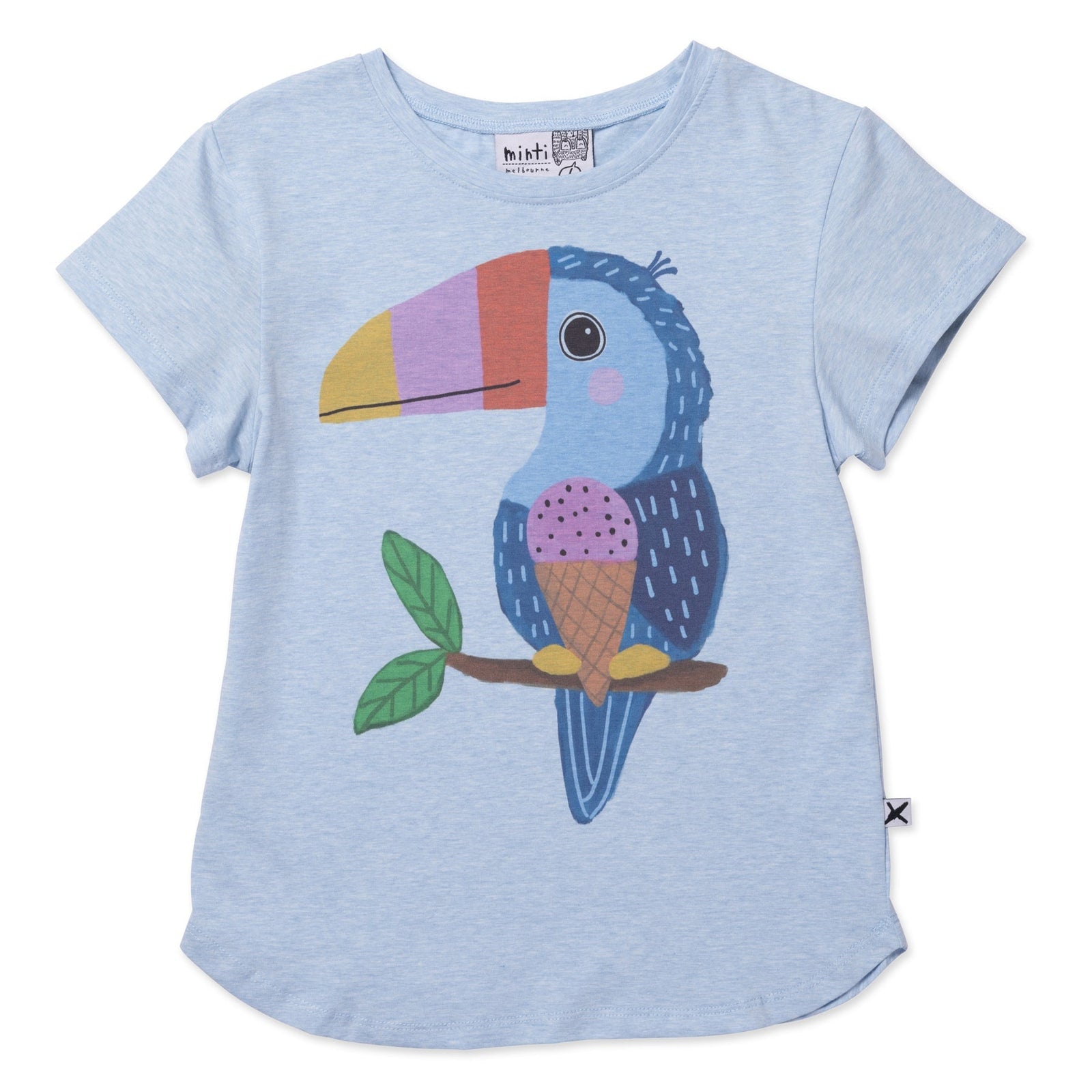 Icecream Toucan Tee- Cornflower Marle