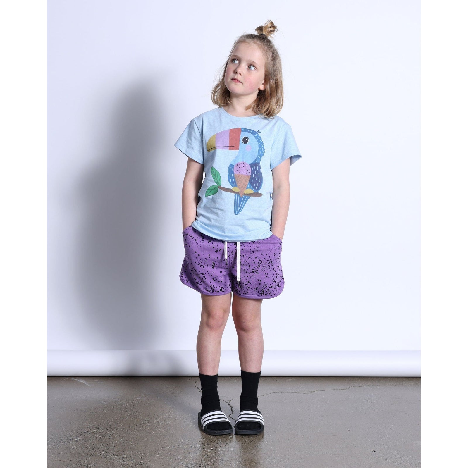Icecream Toucan Tee- Cornflower Marle