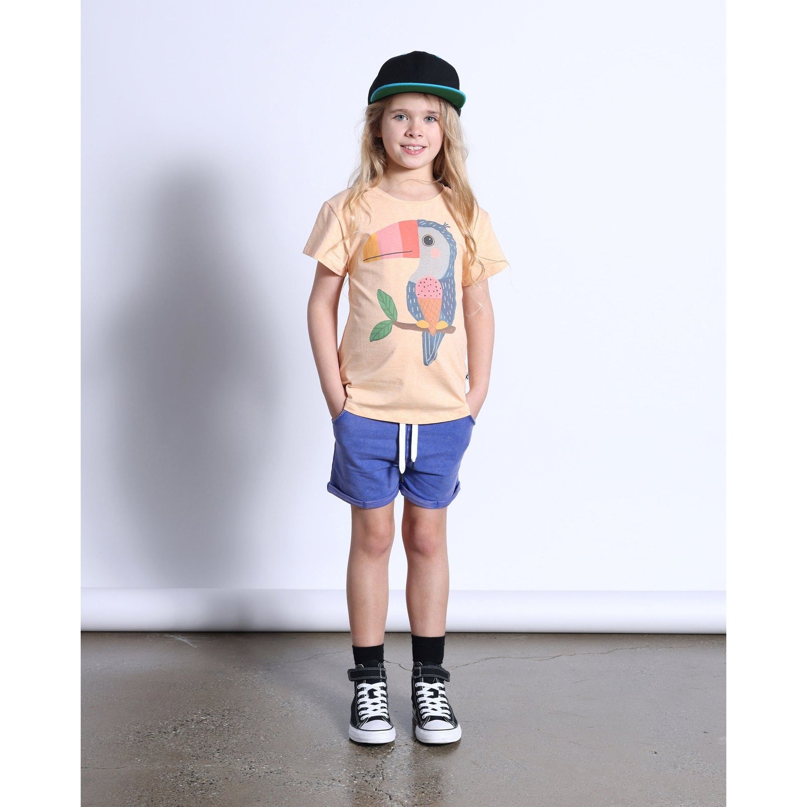 Icecream Toucan Tee- Light Orange Marle