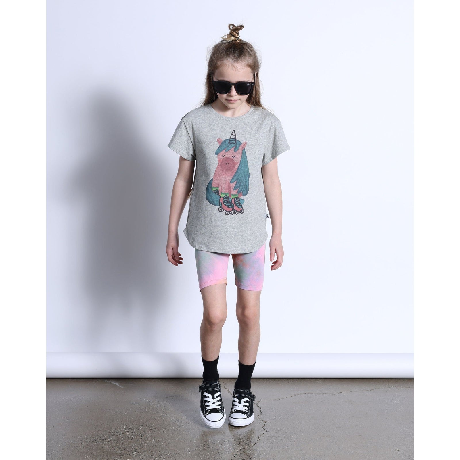 Roller Unicorn Tee- Grey Marle