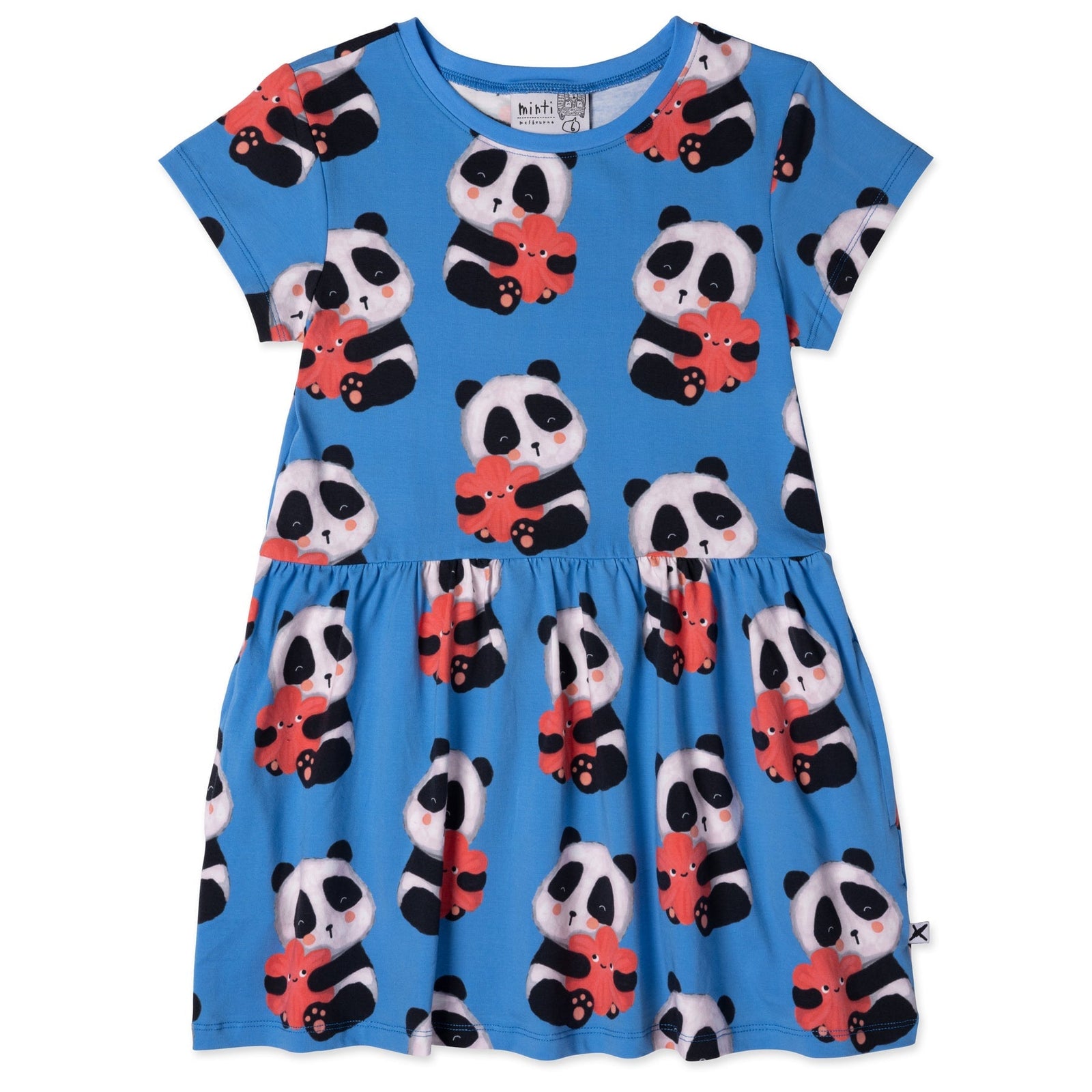 Panda Hug Dress- Bright Blue
