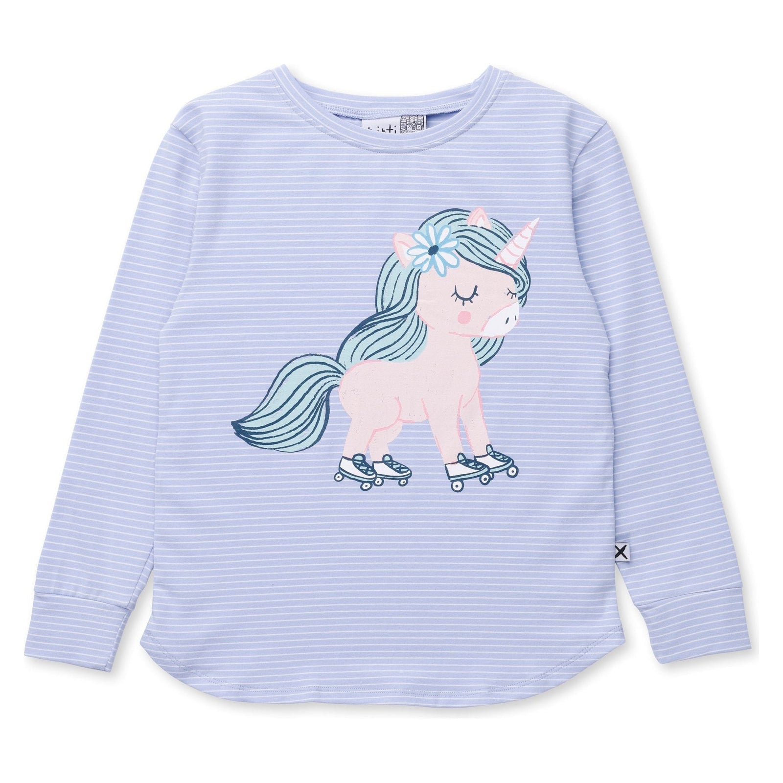 Flower Unicorn Tee - Cornflower Stripe