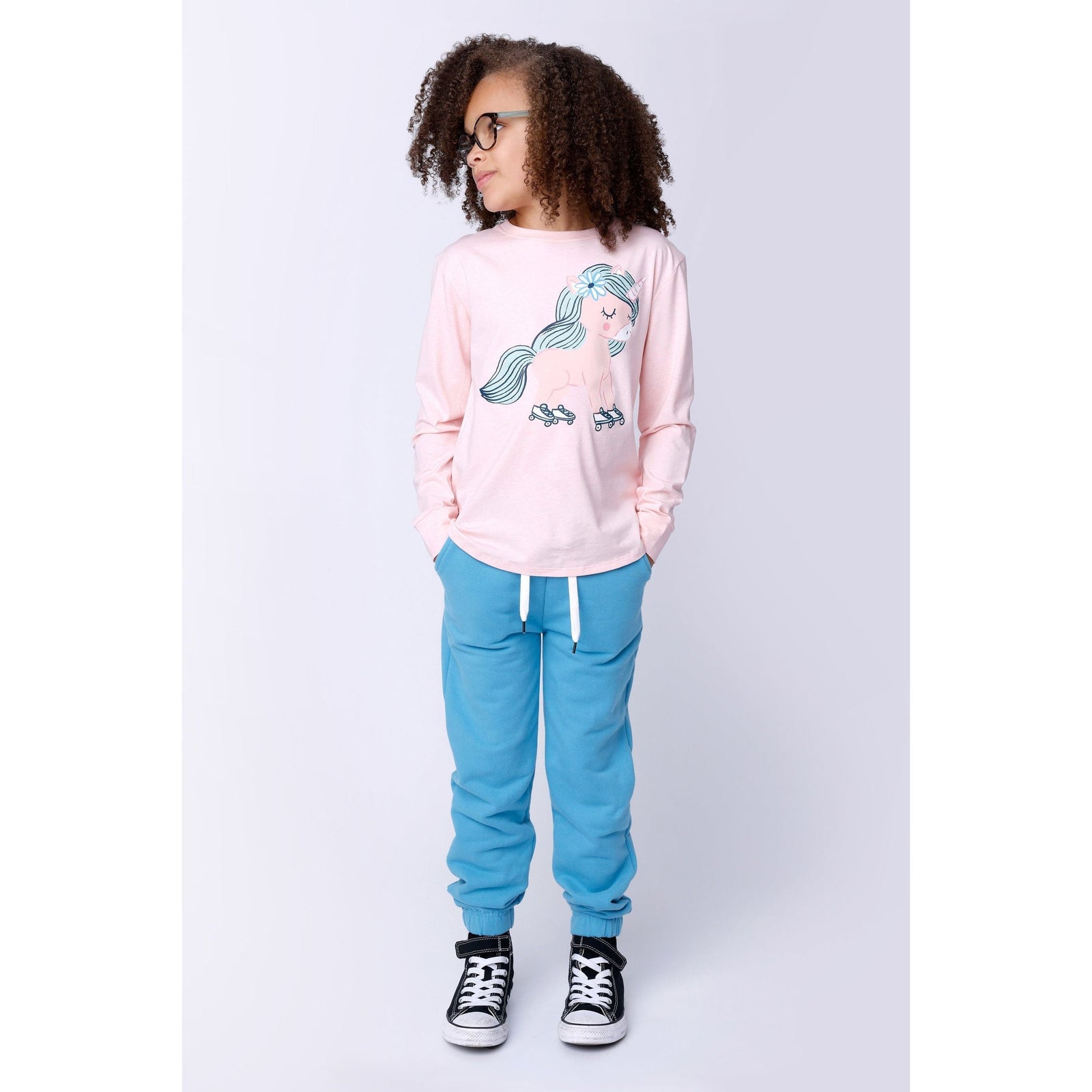 Furry Gathered Cuff Trackies - Light Aqua