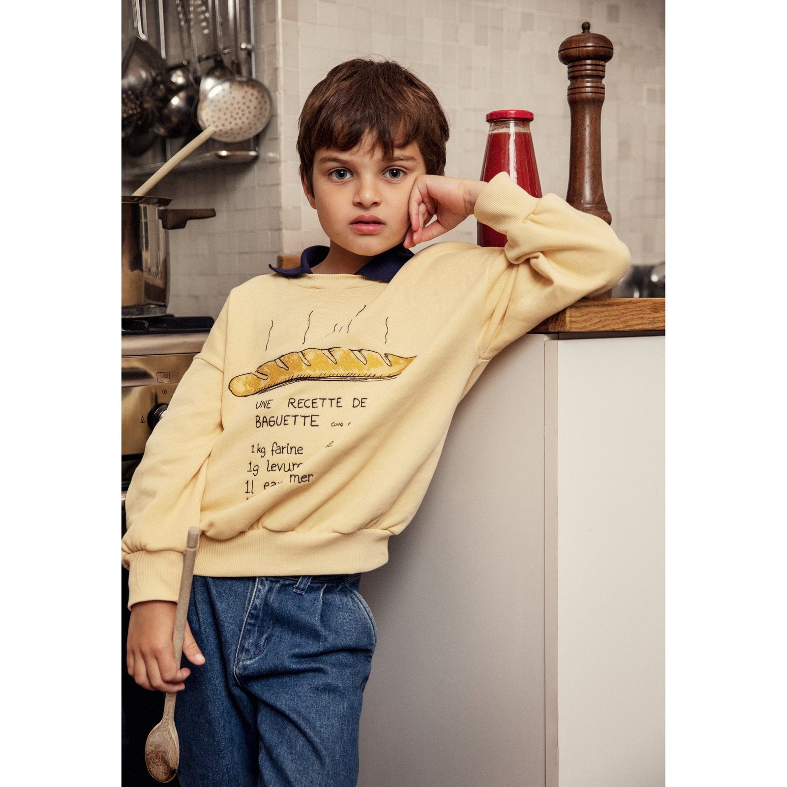 Baguette Emb Collar Sweatshirt