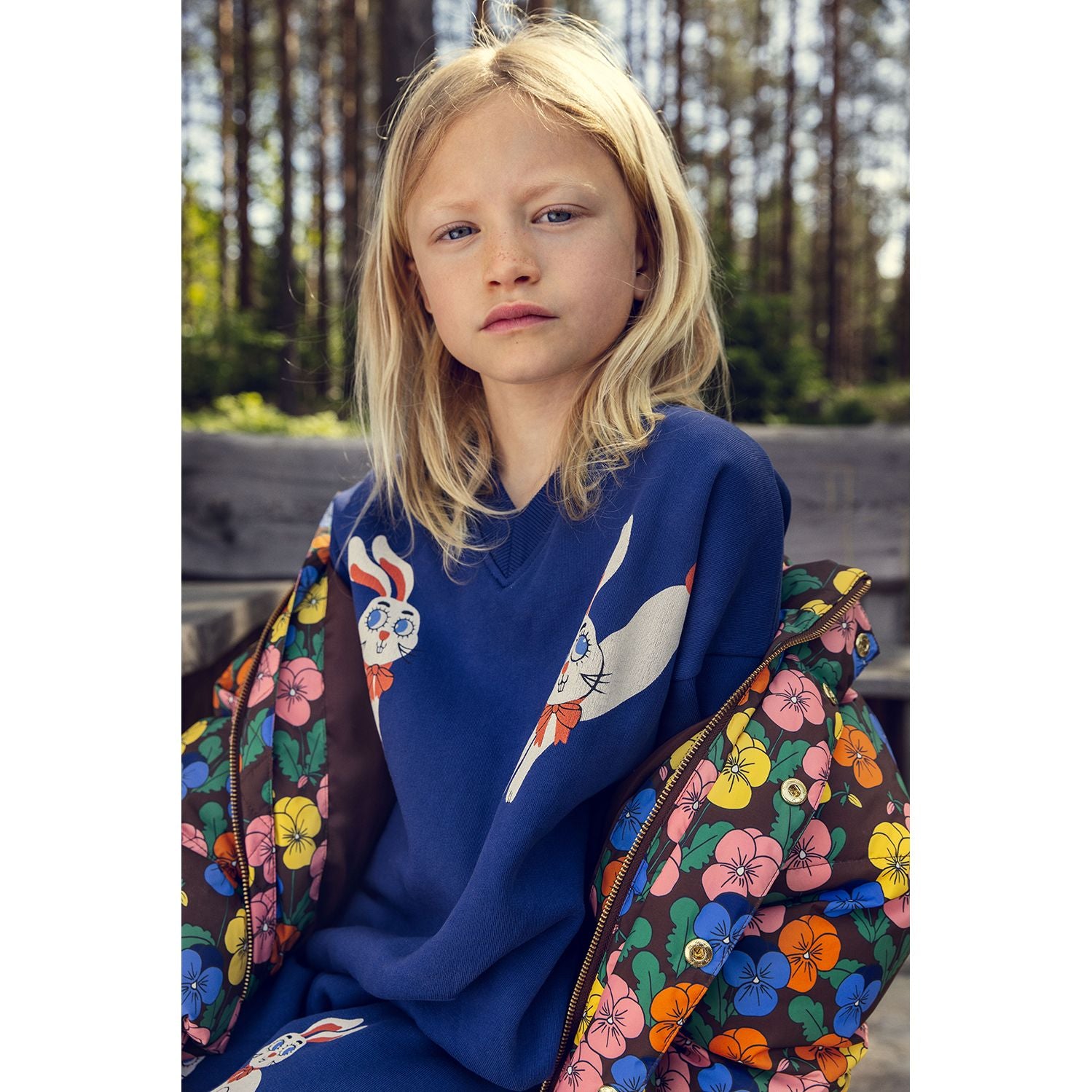 Rabbits Print Sweatshirt - Blue