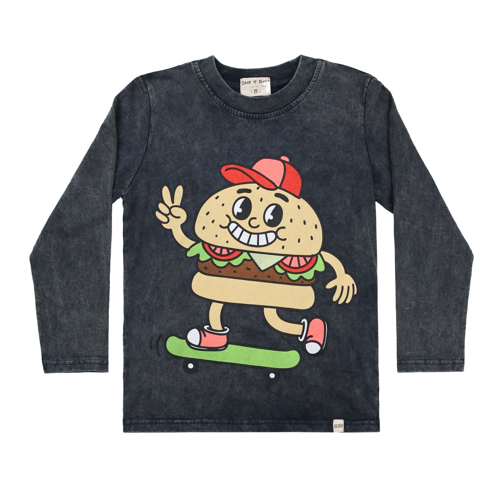 Navy Wash Burger LS Tee