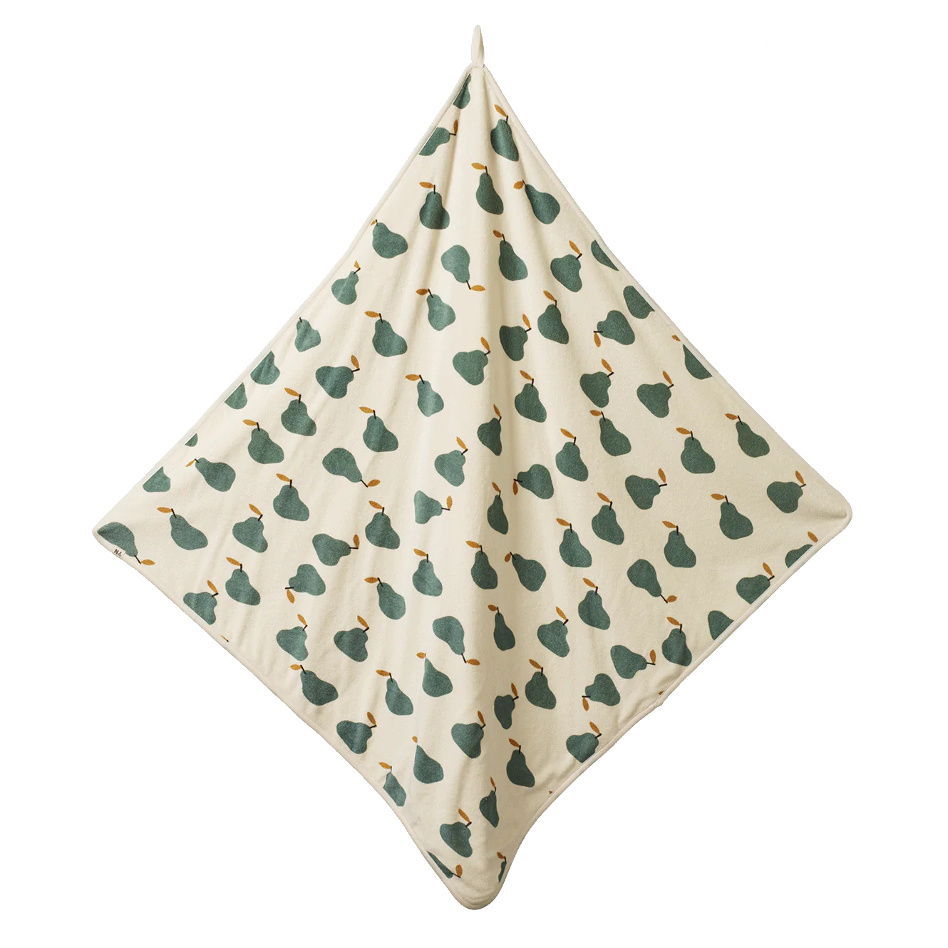 Org Cotton Hooded Towel - Pear Print