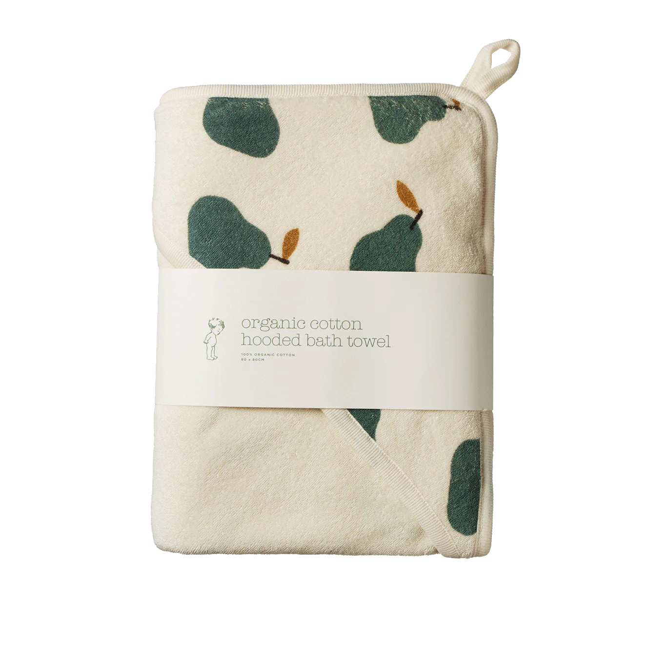 Org Cotton Hooded Towel - Pear Print