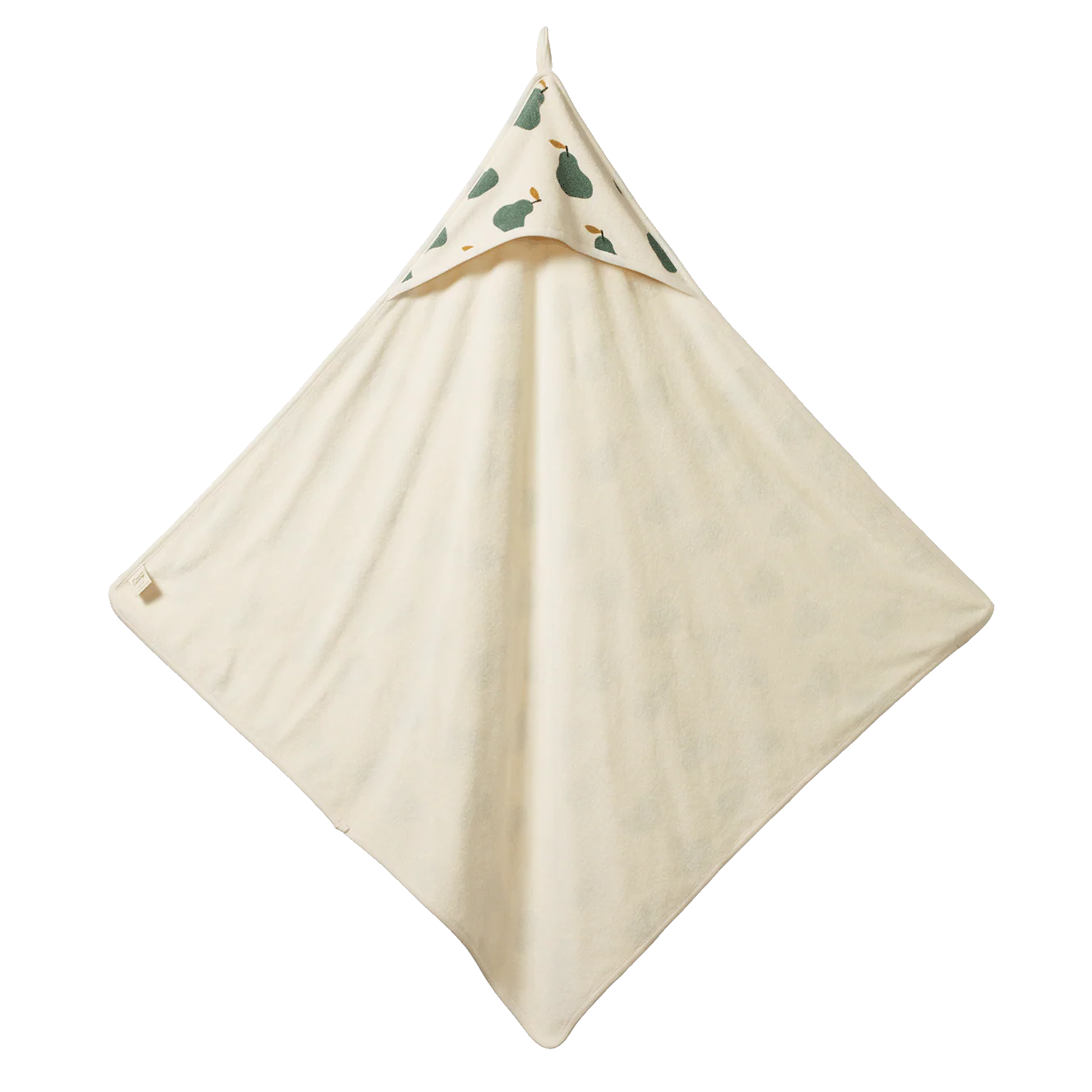 Org Cotton Hooded Towel - Pear Print
