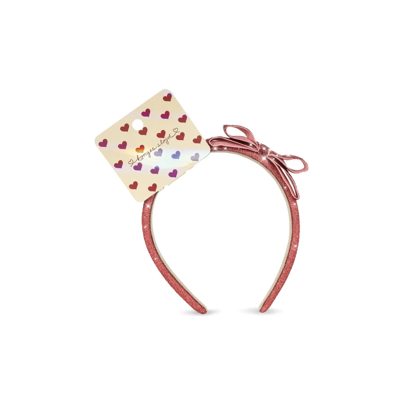 Velvet Bow Hairbrace - Rose Glitter