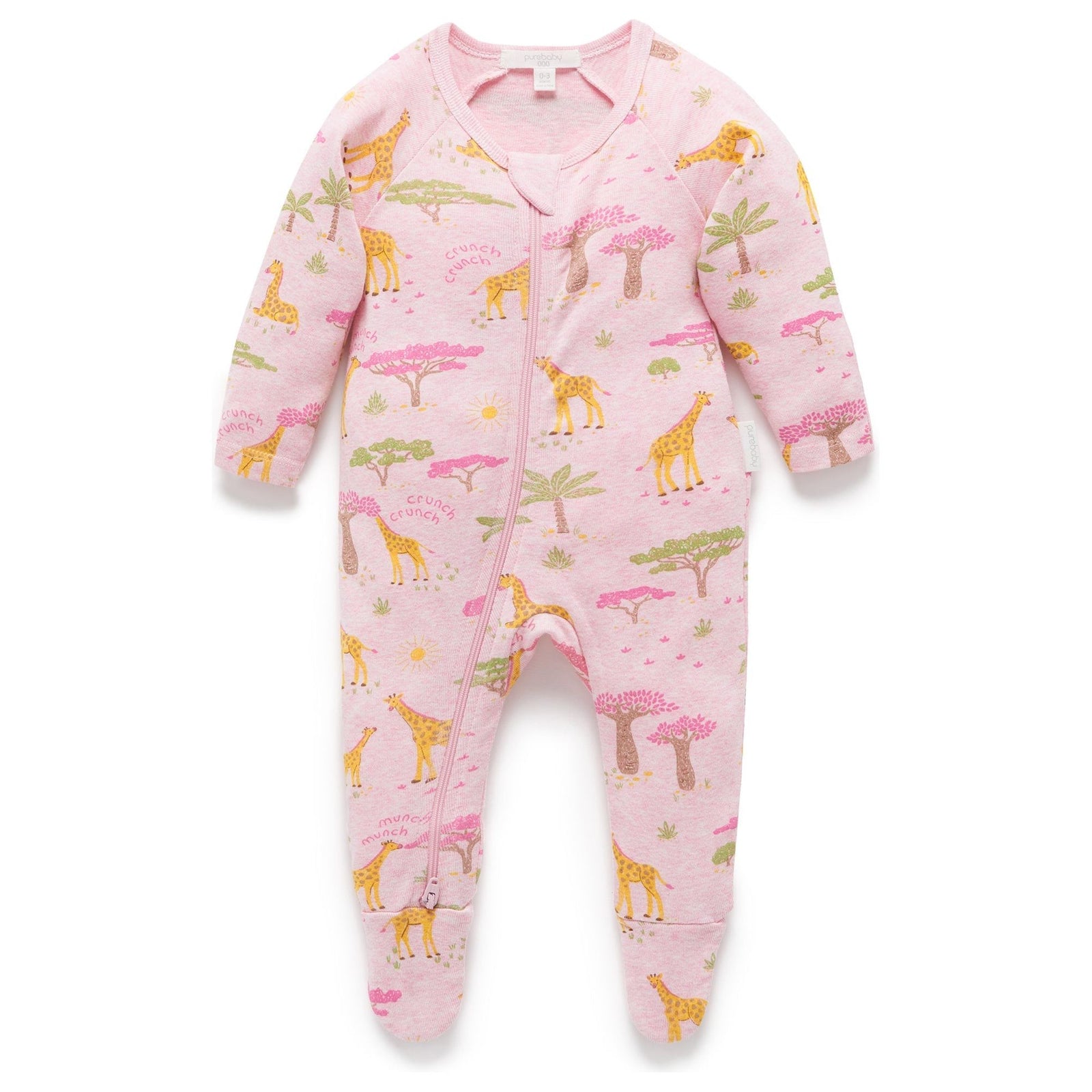 Printed Zip Growsuit - Giraffe
