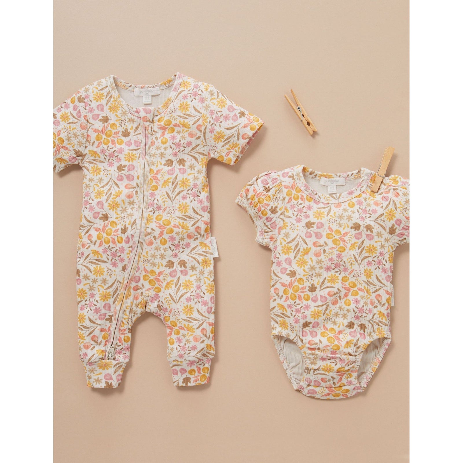 Rib Zip Growsuit - Fruits