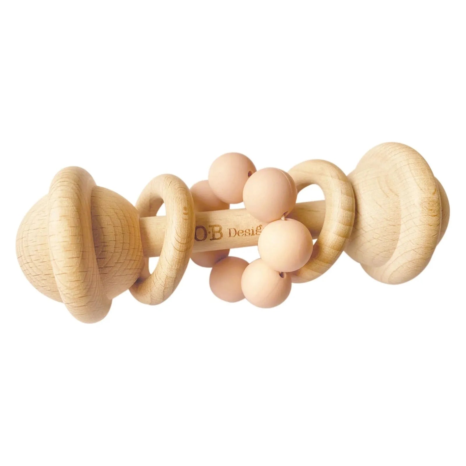 Eco-Friendly Rattle Organic Beechwood Silicone Toy Peach