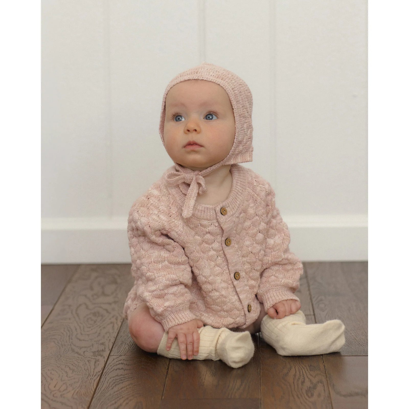 Bubble Knit Cardigan Dusty Rose Speckle