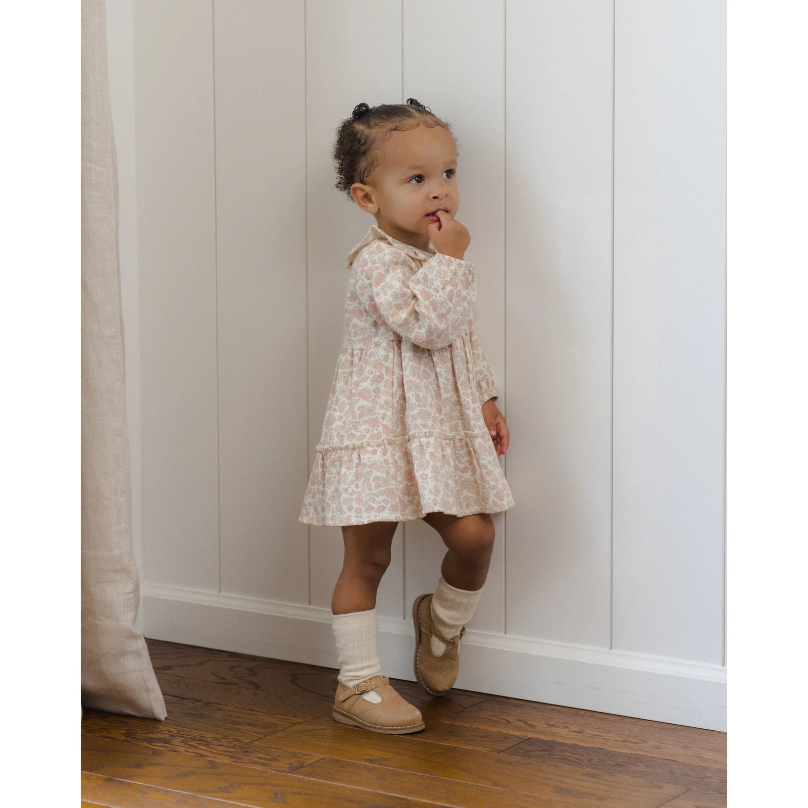 Ruffle Collar Button Dress Pink Blossom