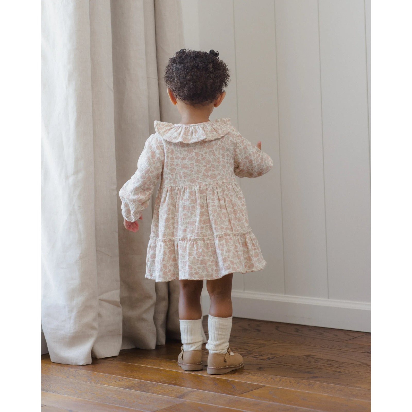 Ruffle Collar Button Dress Pink Blossom