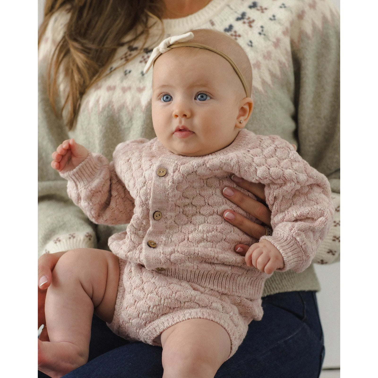 Bubble Knit Cardigan Dusty Rose Speckle