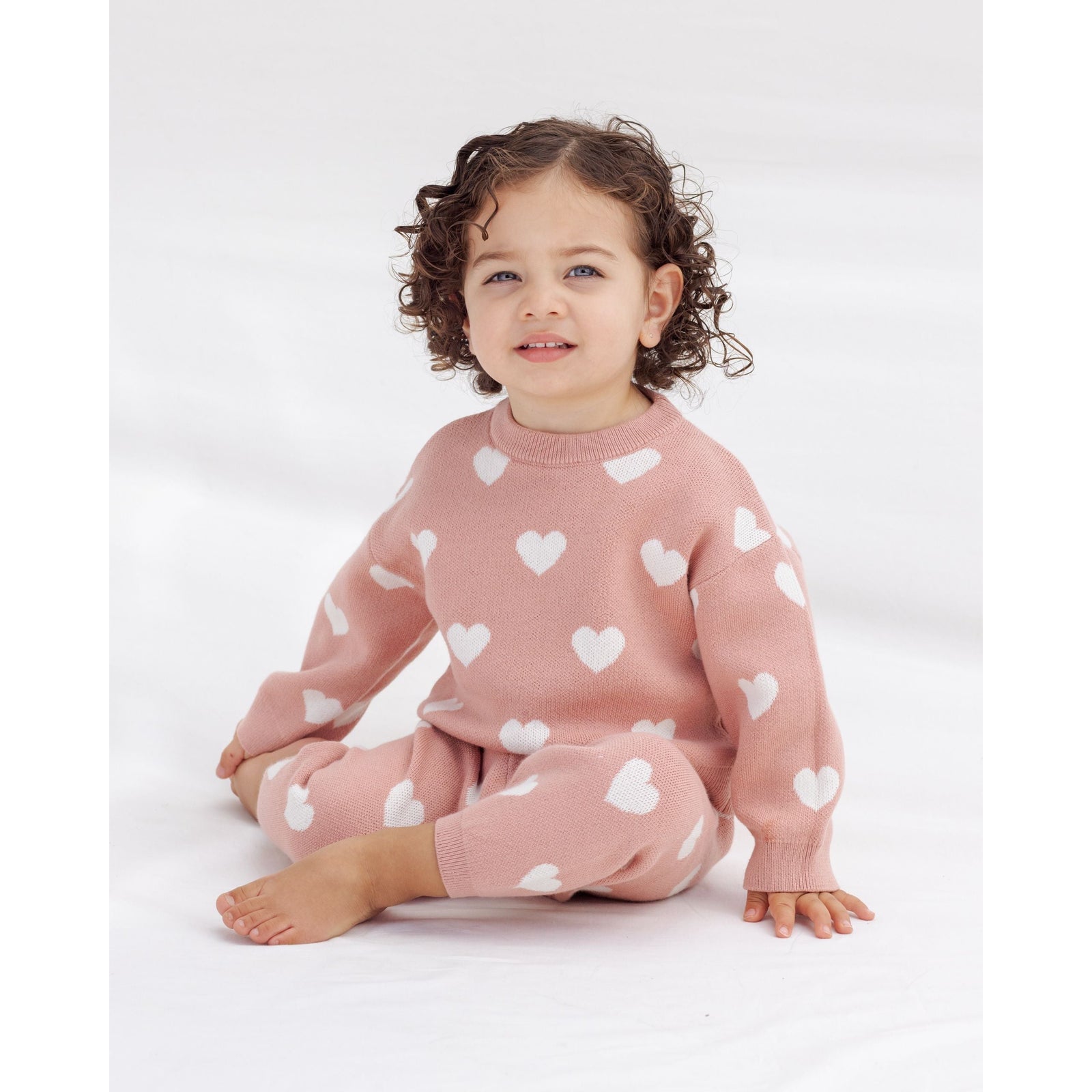 Heart Knit Sweater Pink