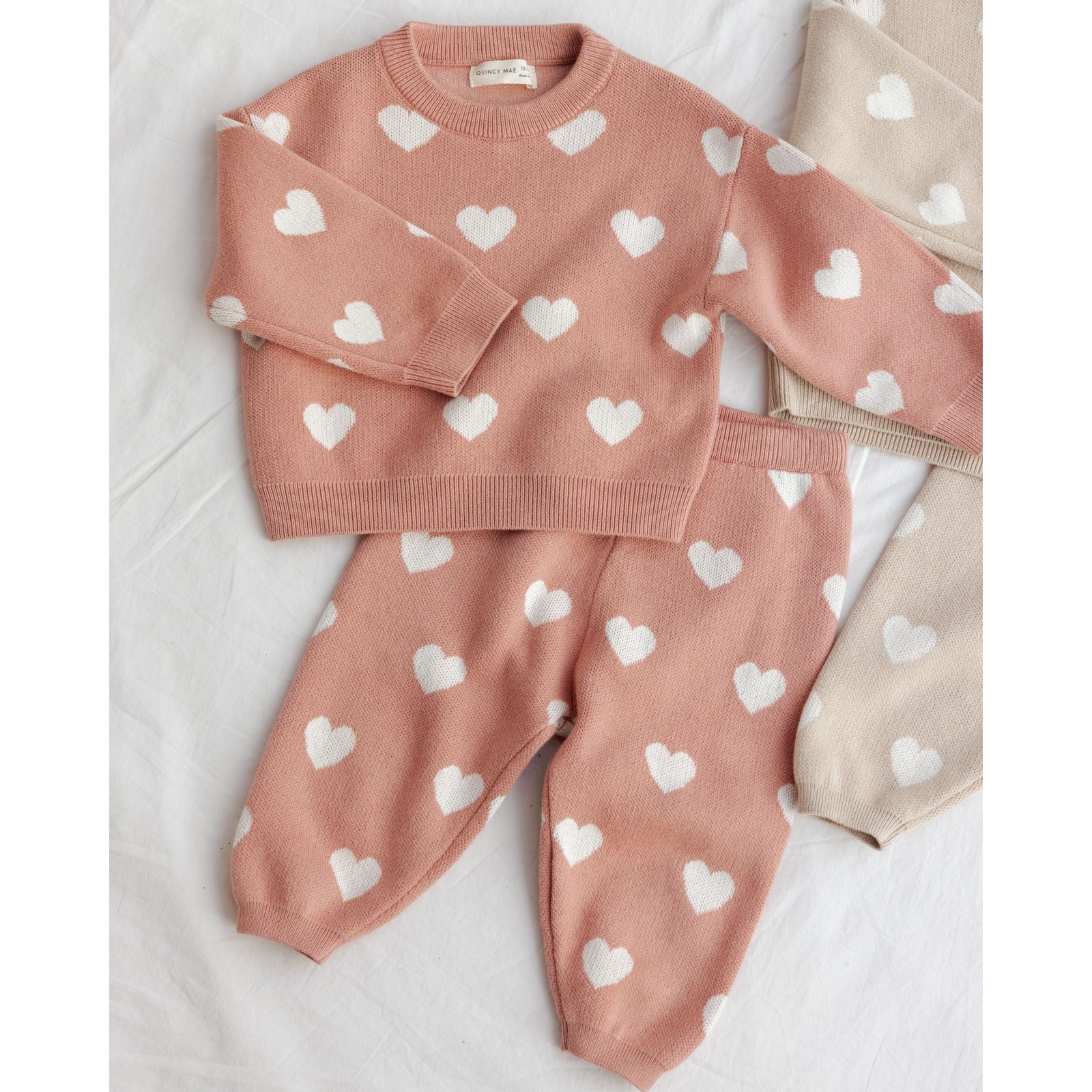 Heart Knit Sweater Pink