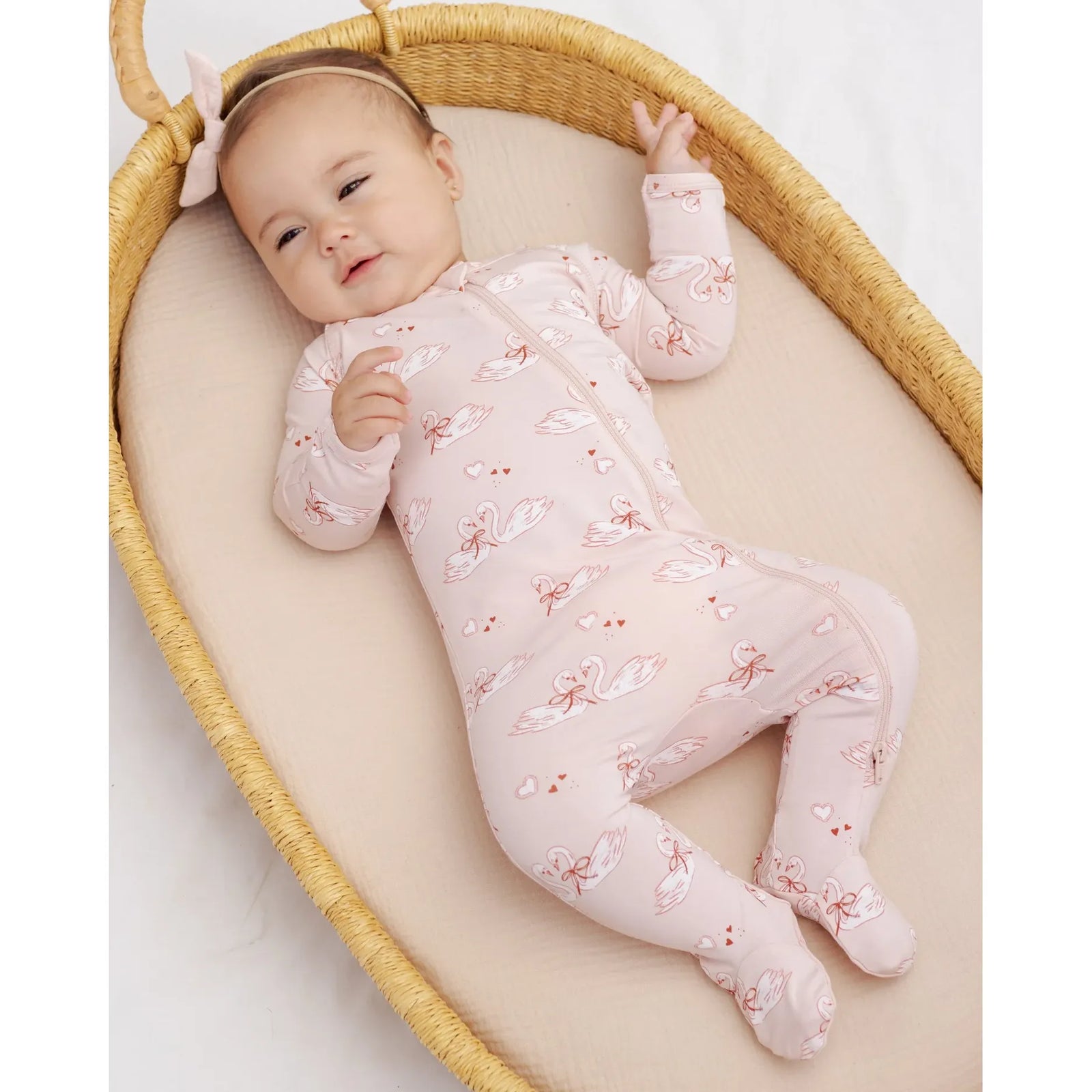 Bamboo Zip Footie Swans