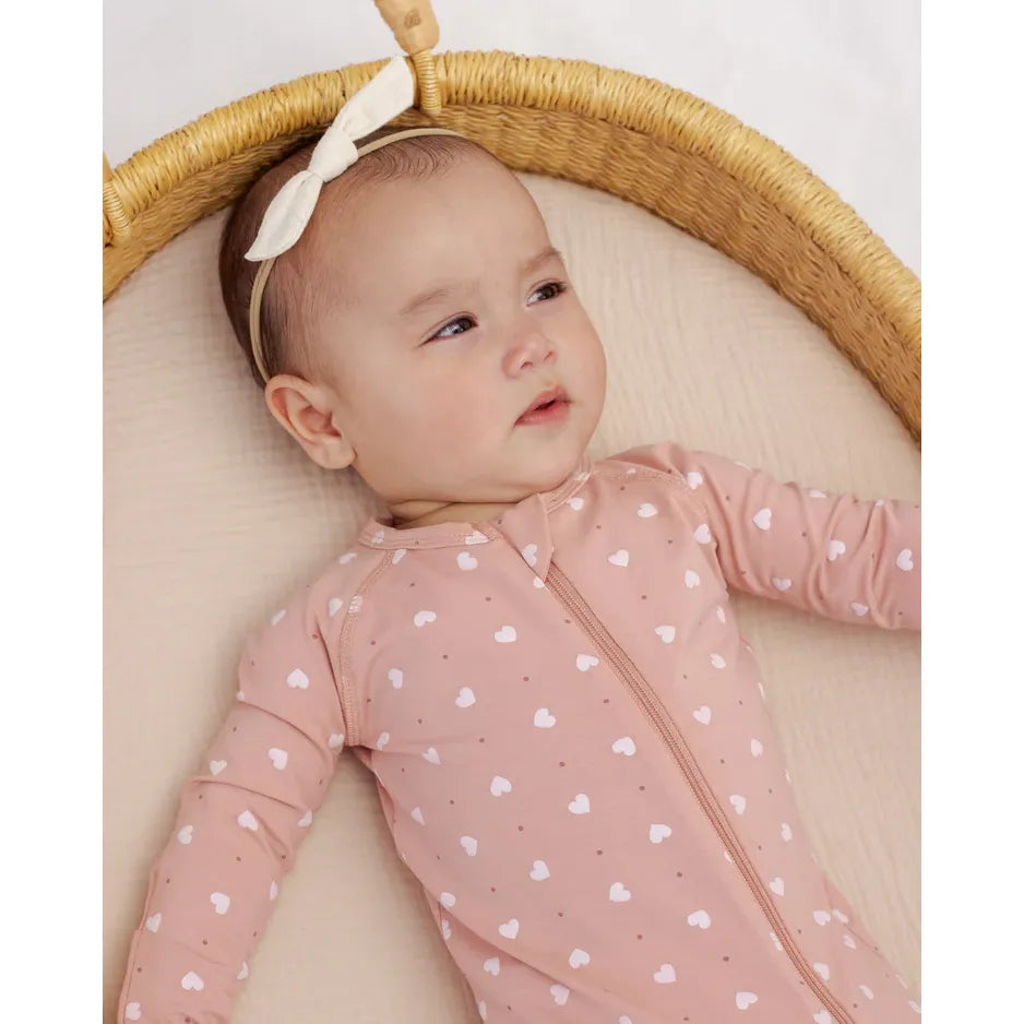 Bamboo Zip Footie Pink Hearts