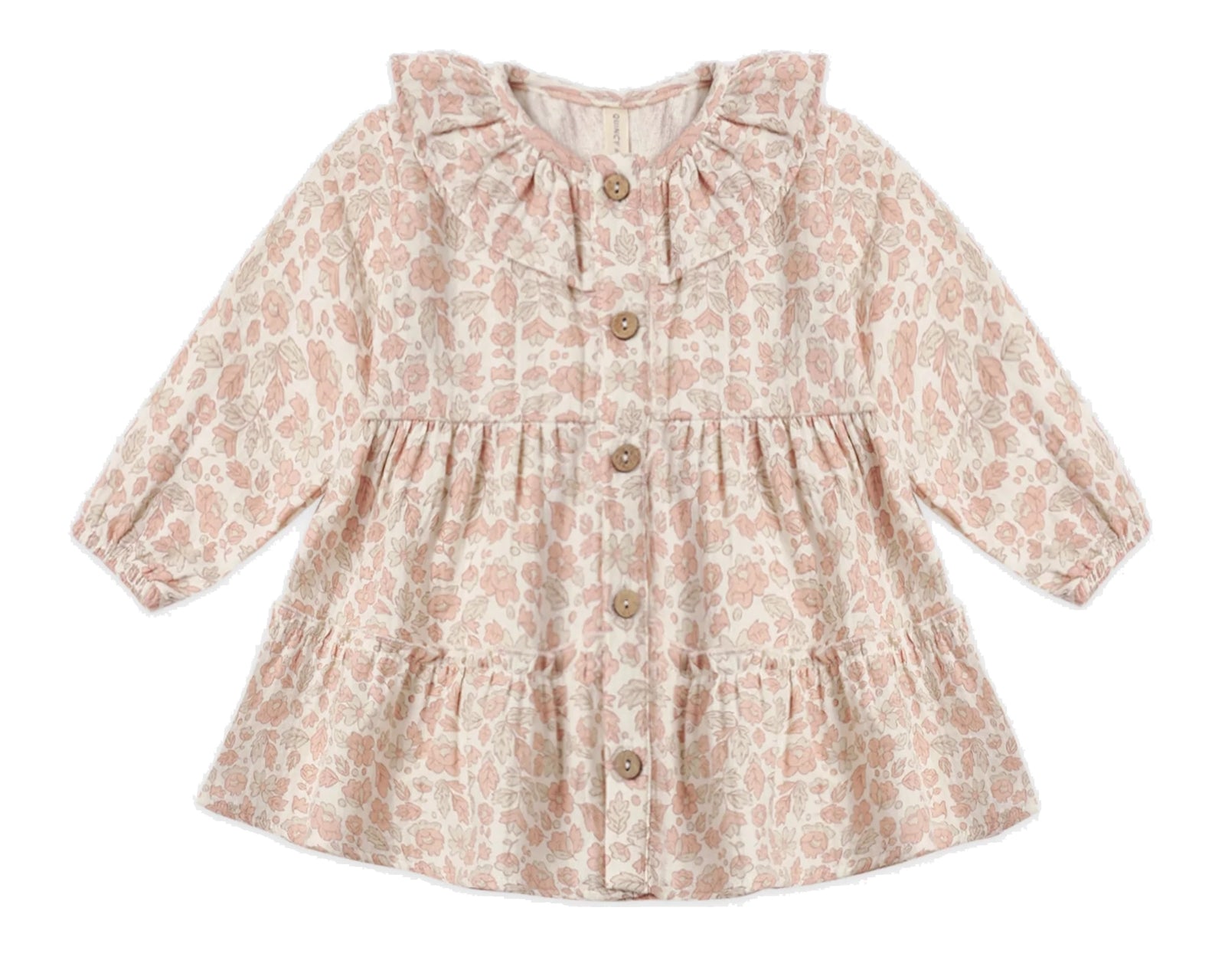 Ruffle Collar Button Dress Pink Blossom