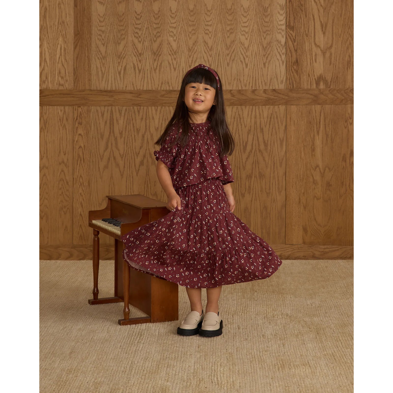 Ruffle Tiered Midi Skirt || Harvest Berry
