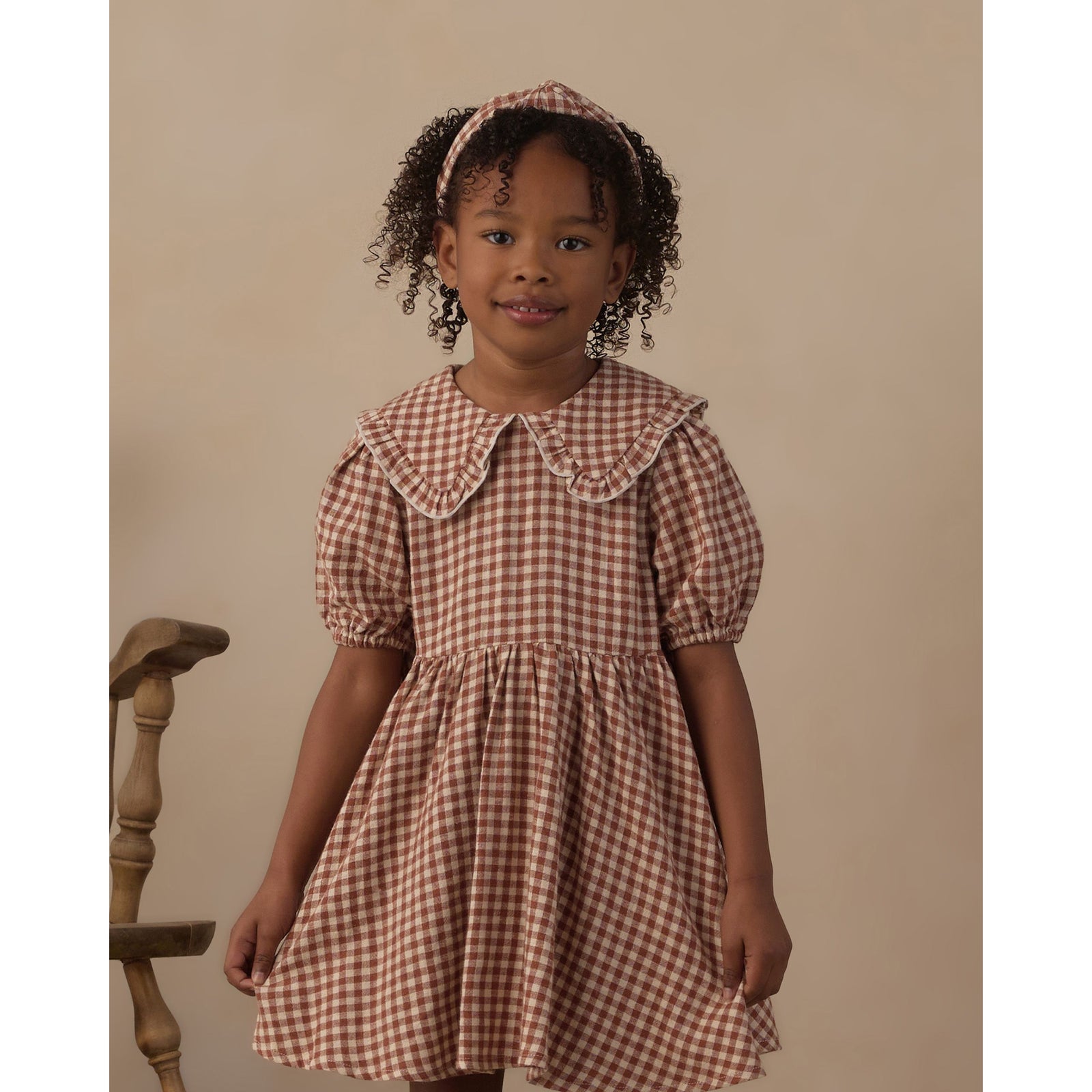 Camille Dress Brick Check
