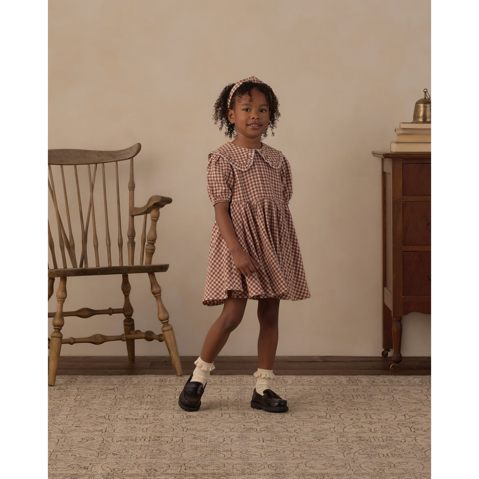 Camille Dress Brick Check