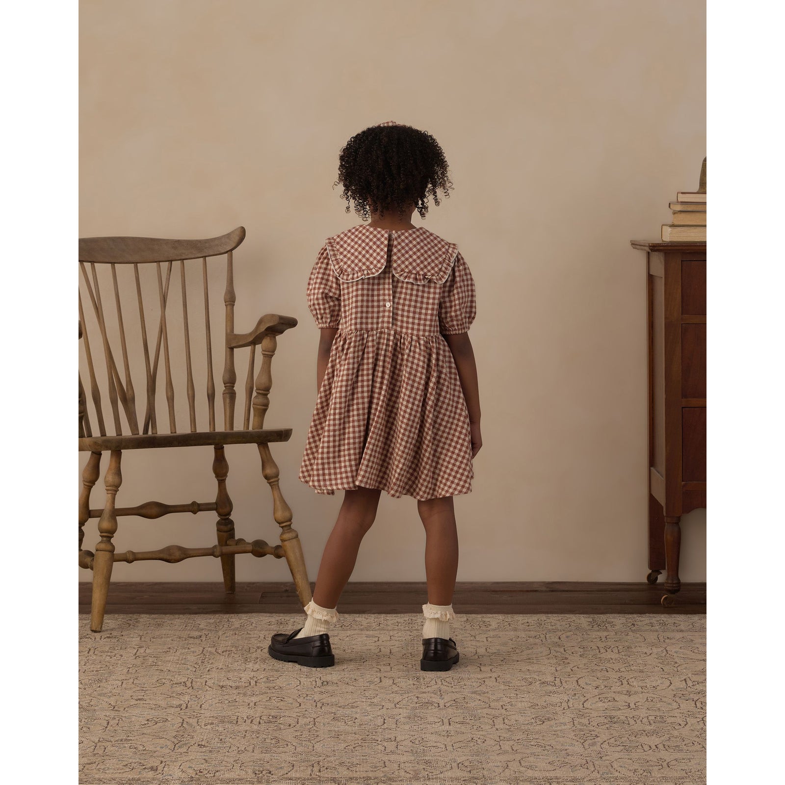 Camille Dress Brick Check