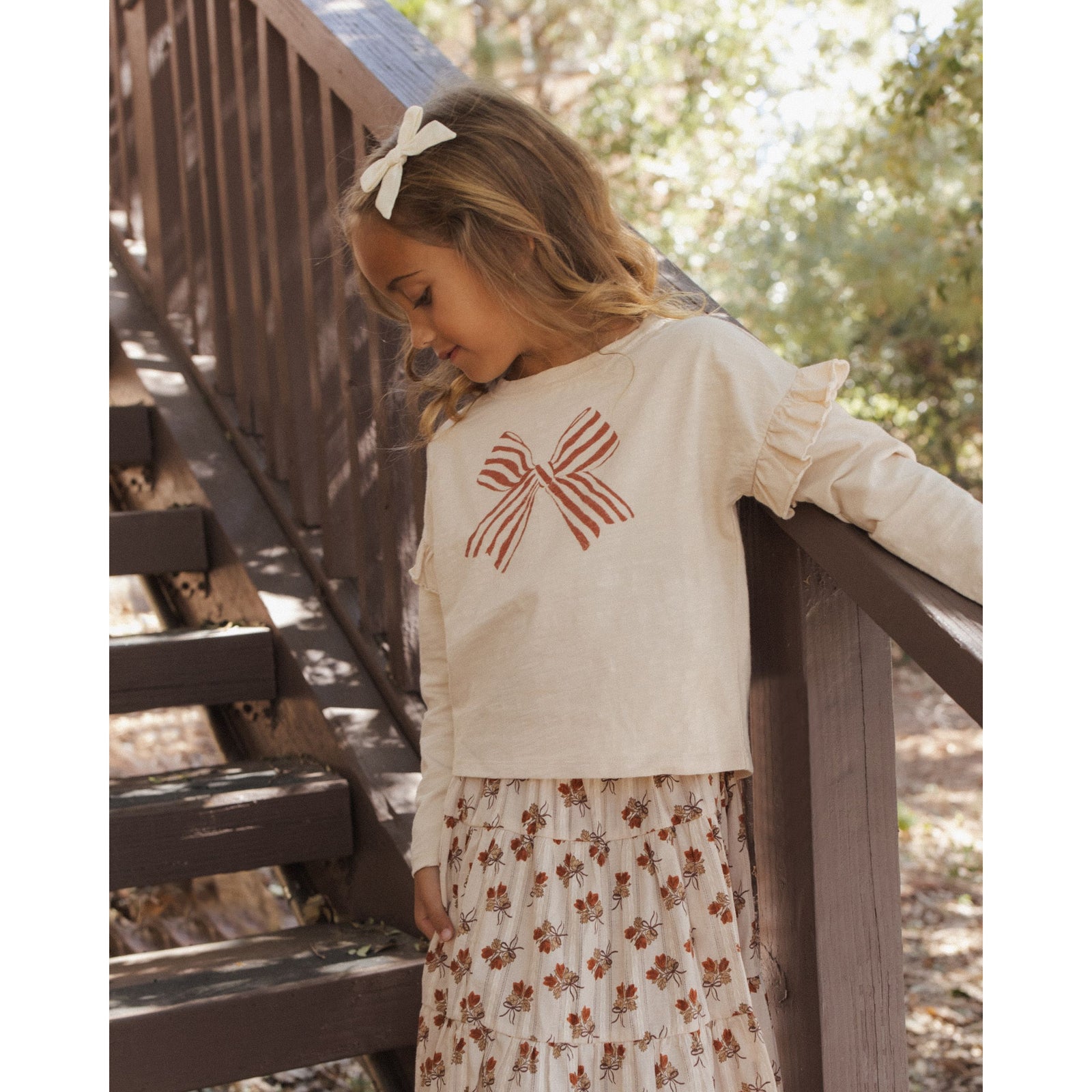 Ruffle Long Sleeve Tee Bow