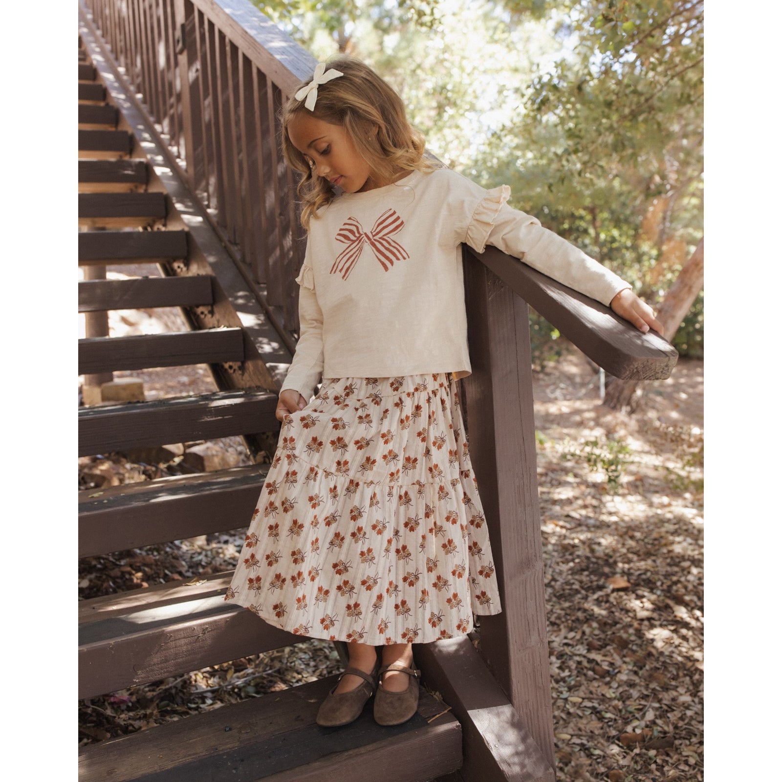 Ruffle Long Sleeve Tee Bow