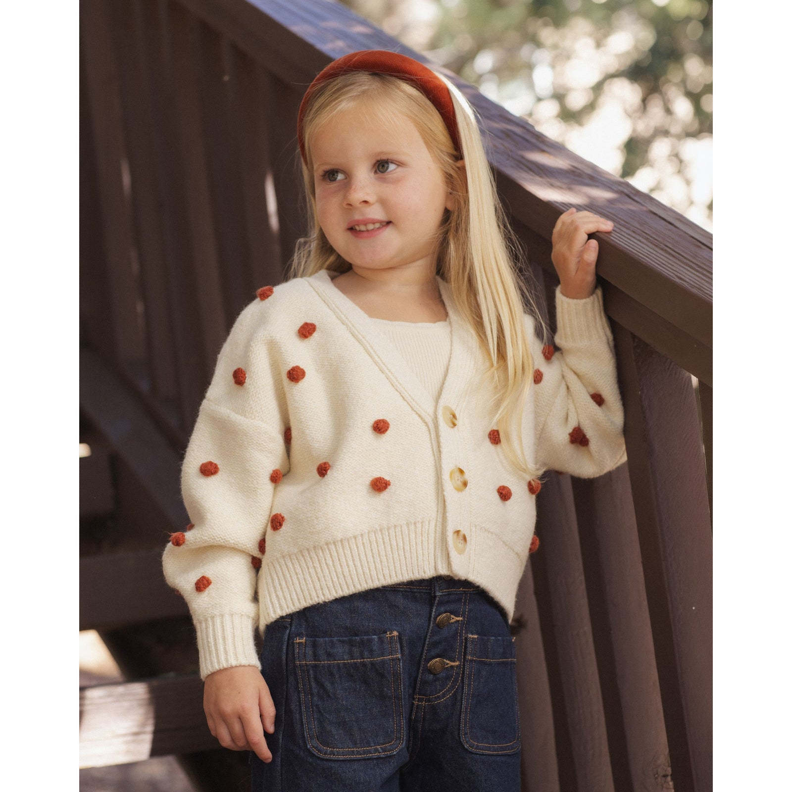 Boxy Crop Cardigan Ruby Bobble