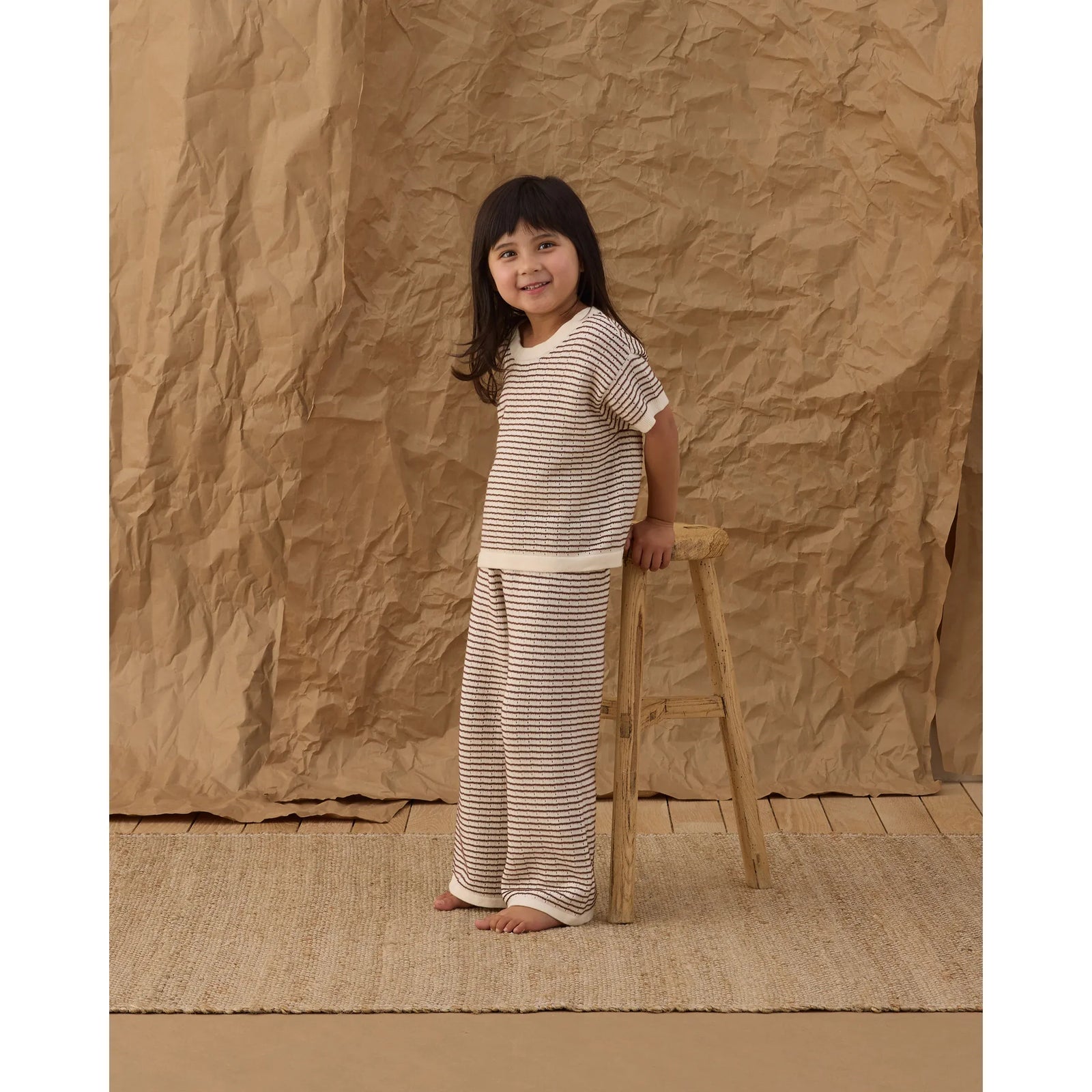 Knit Wide Leg Pant || Chocolate Stripe