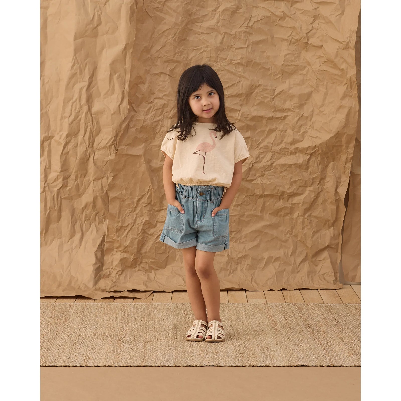 Cropped Cinch Tee || Flamingo