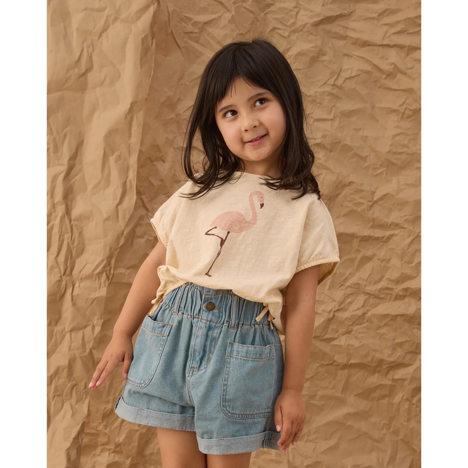 Cropped Cinch Tee || Flamingo