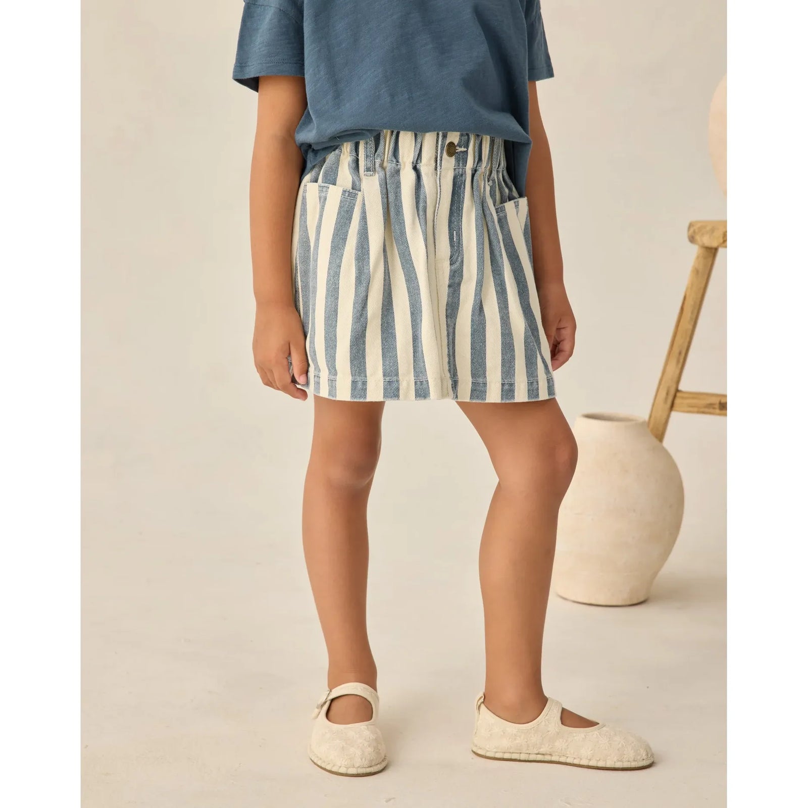 Denim Mini Skirt Navy Stripe