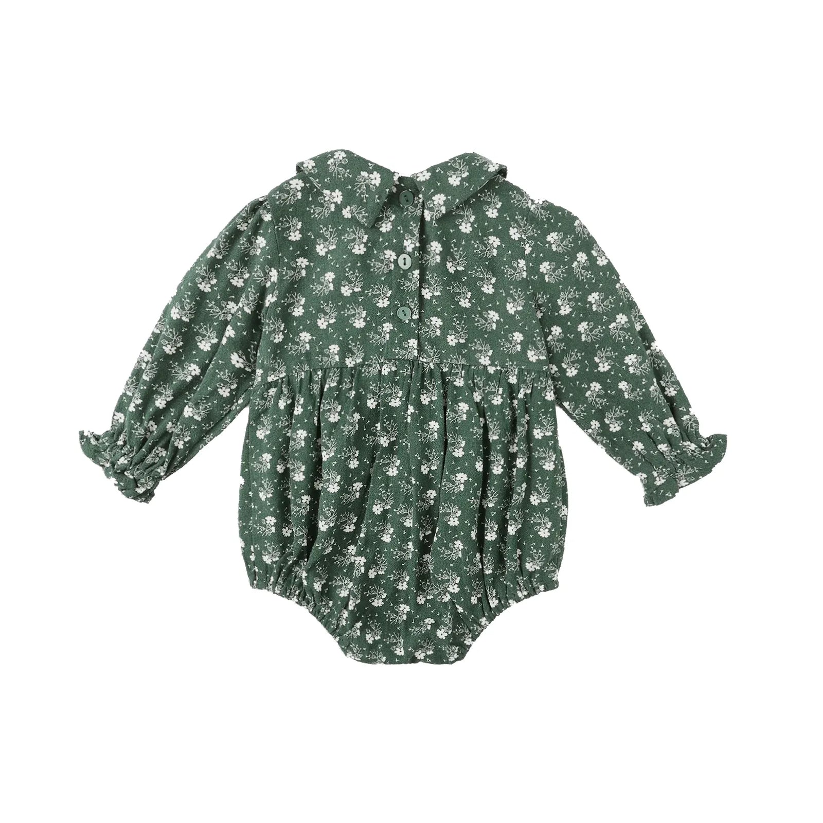 Cora Romper || Green Ditsy