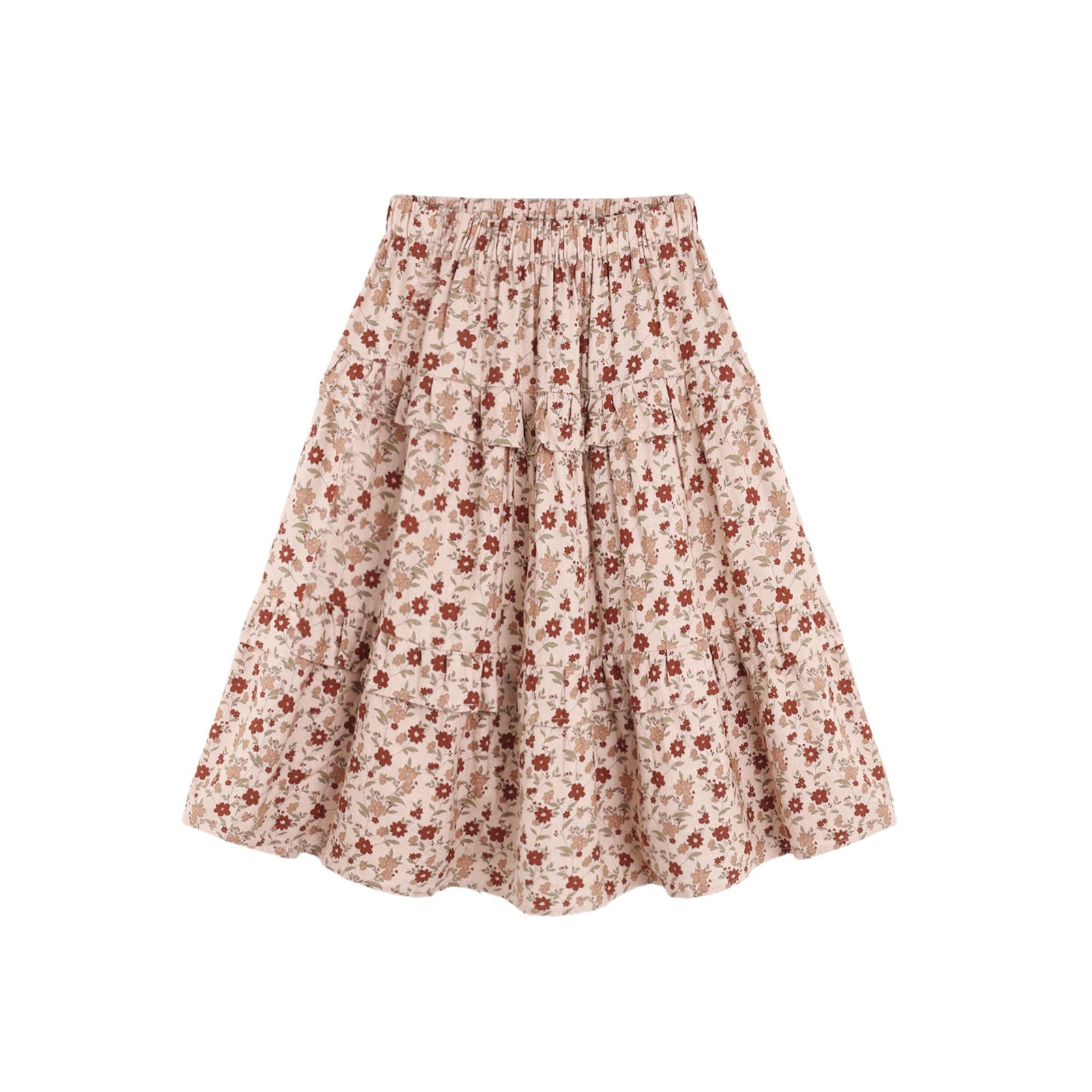 Ruffled Midi Skirt Pink Floral