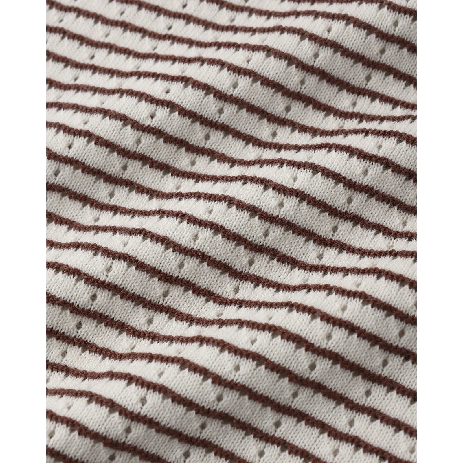 Boxy Crop Knit Tee || Chocolate Stripe