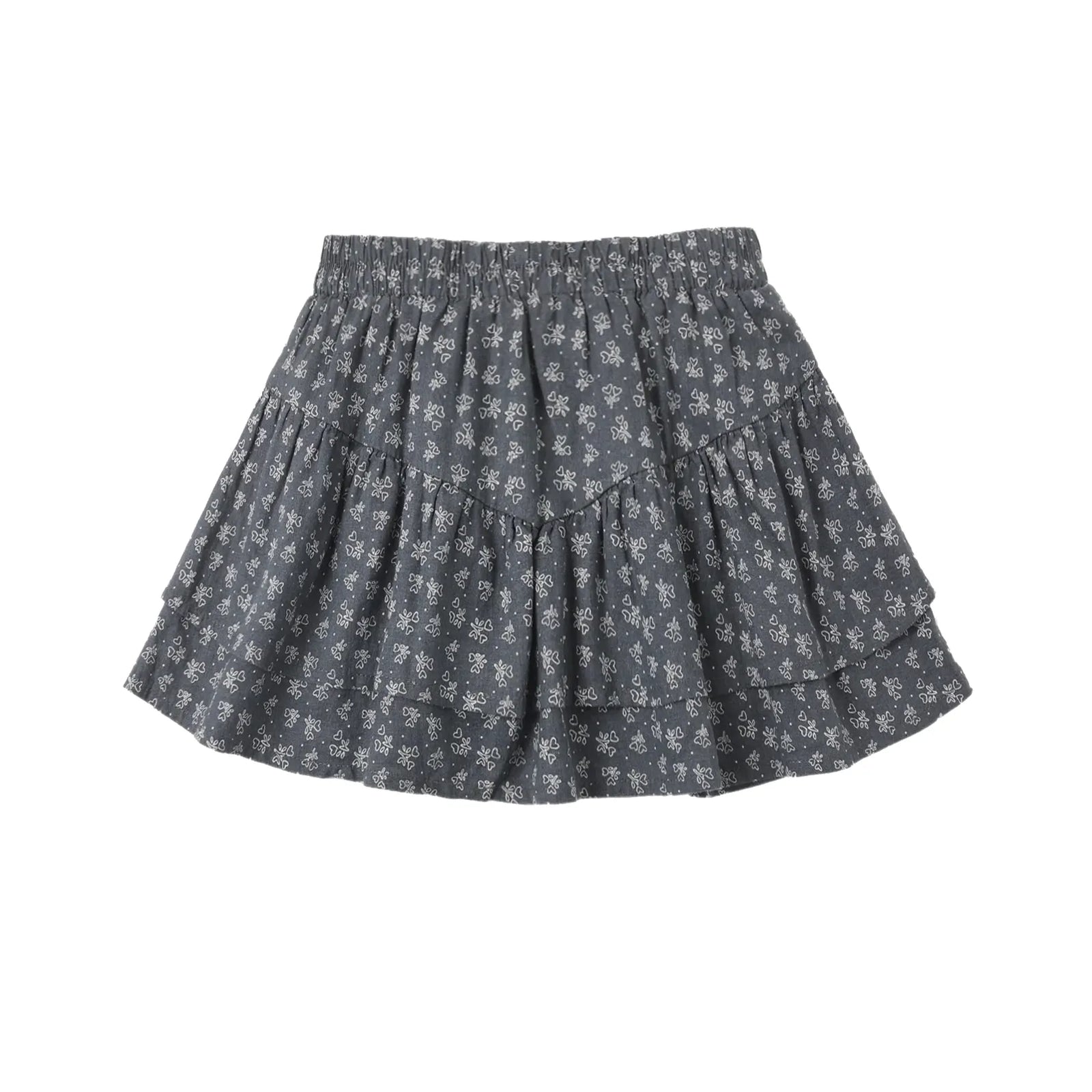 Tiered Mini Skirt Heart Ditsy