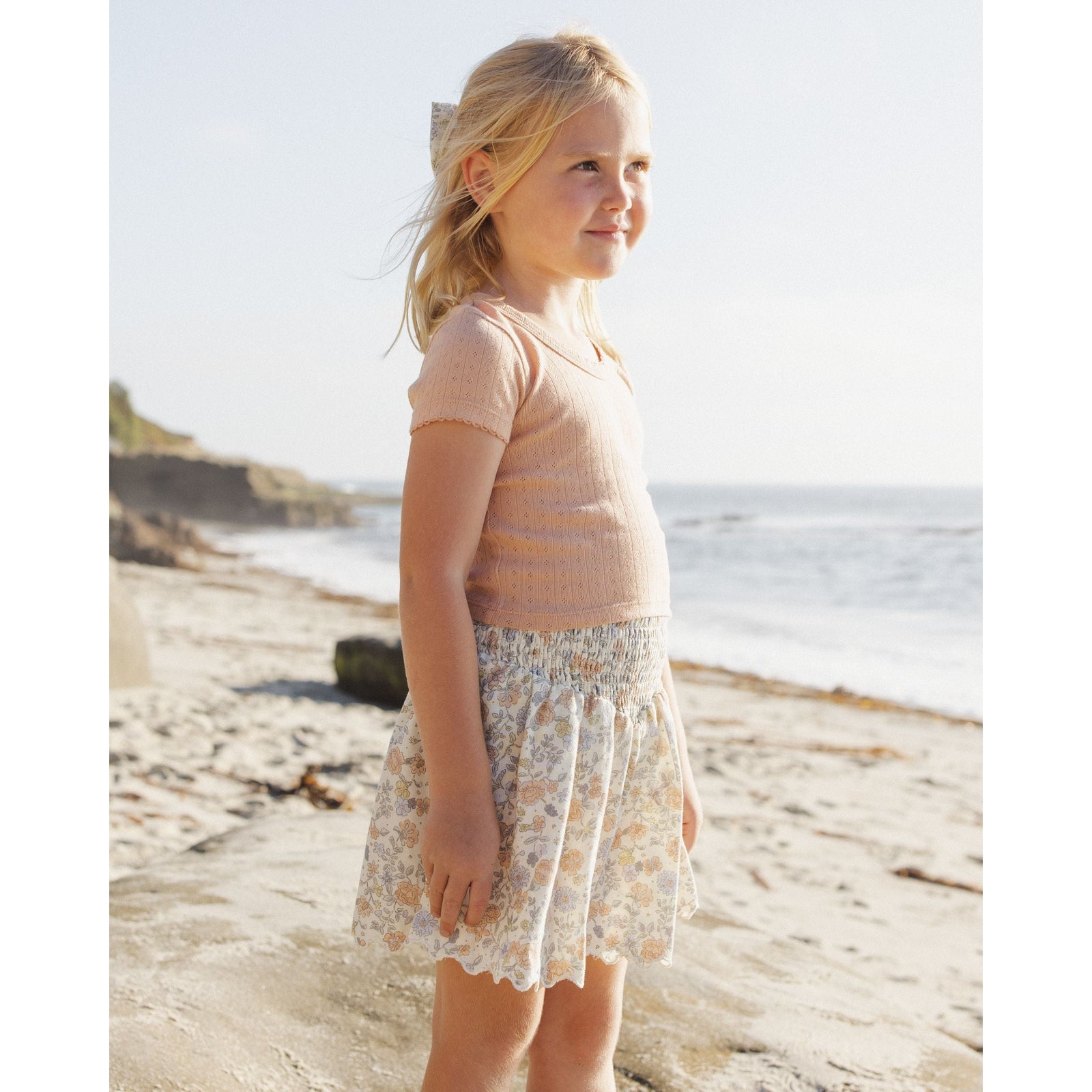 Smocked V Mini Skirt || Bloom