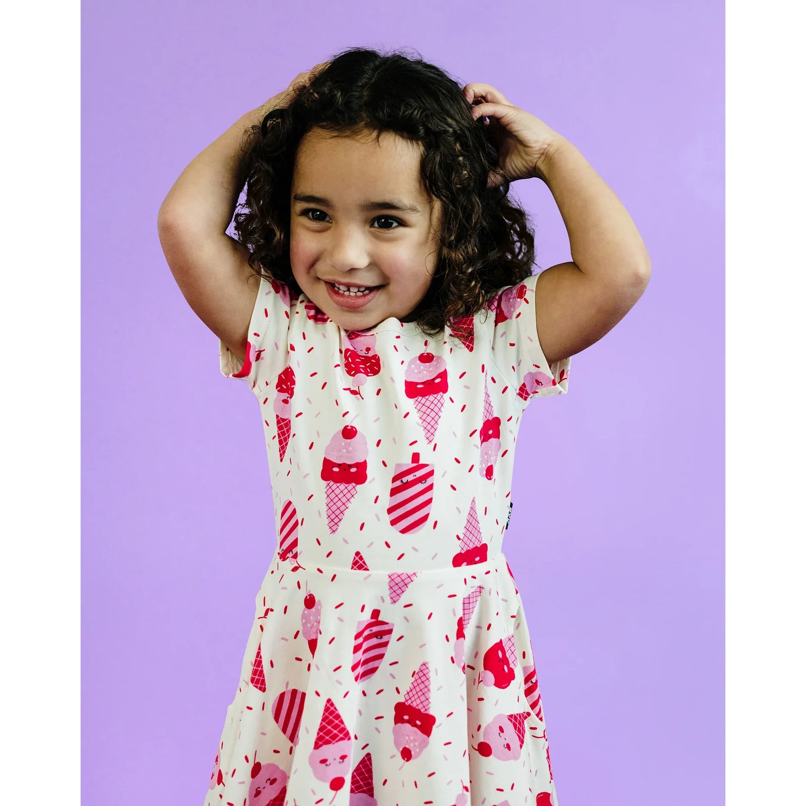 Ice Cream Cherry Short Sleeve Waisted Dress