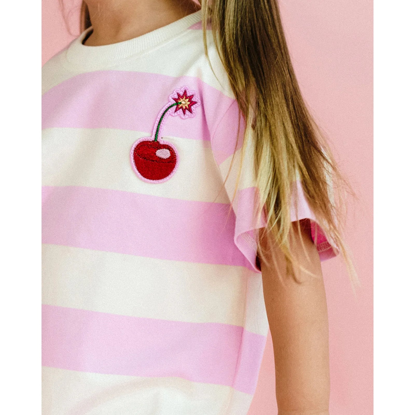 Pink Stripe Short Sleeve Boxy T-Shirt