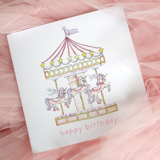 Unicorn Carousel Happy Birthday Card S