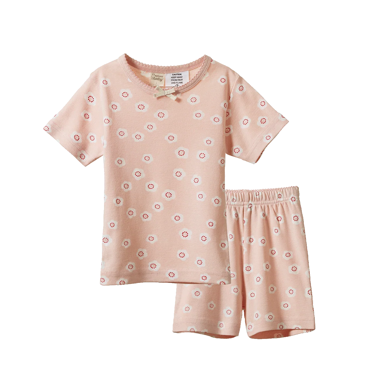 Shortie Pyjama Set - Flora Stamp Rose Dust Print