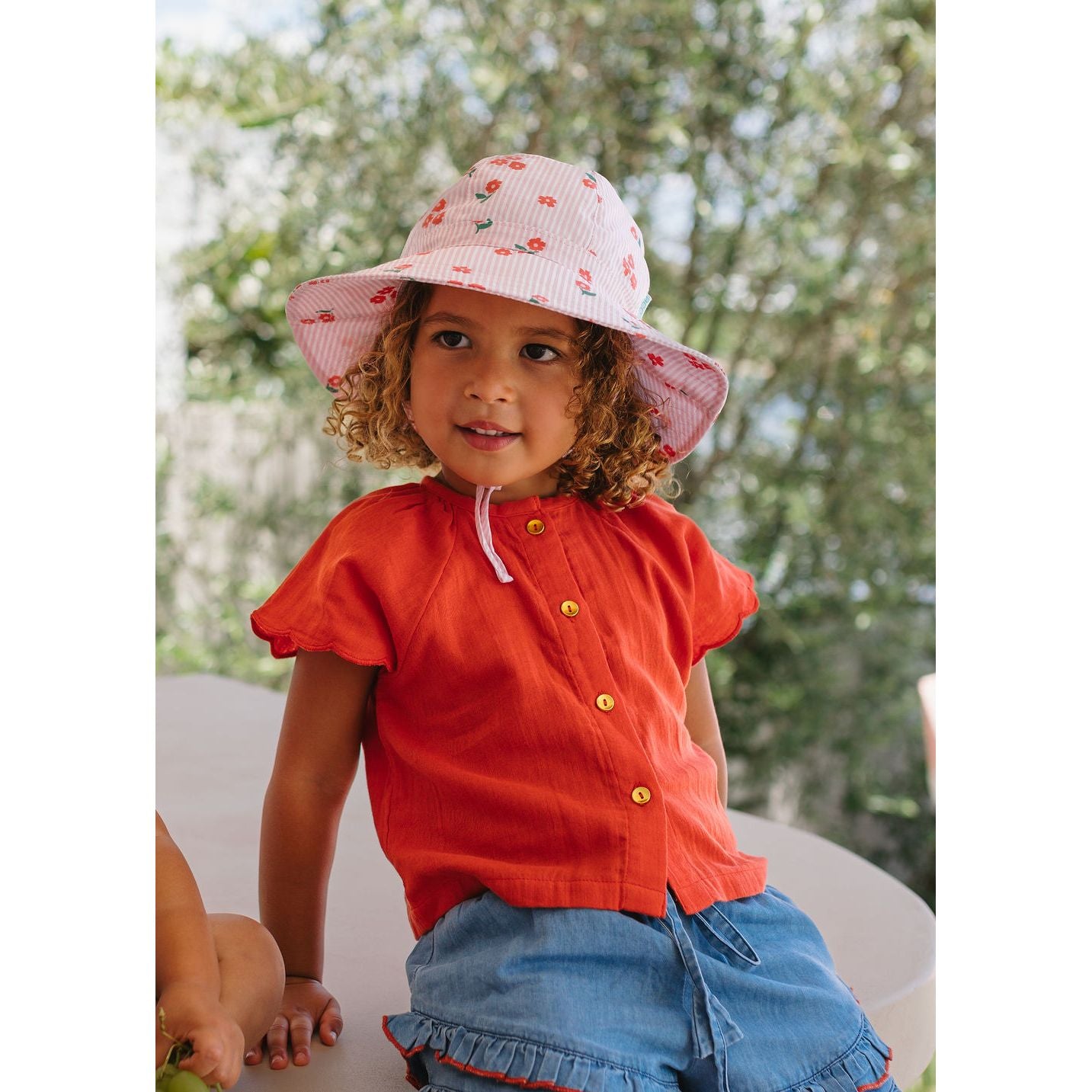 Striped Posy Wide Brim Sunhat