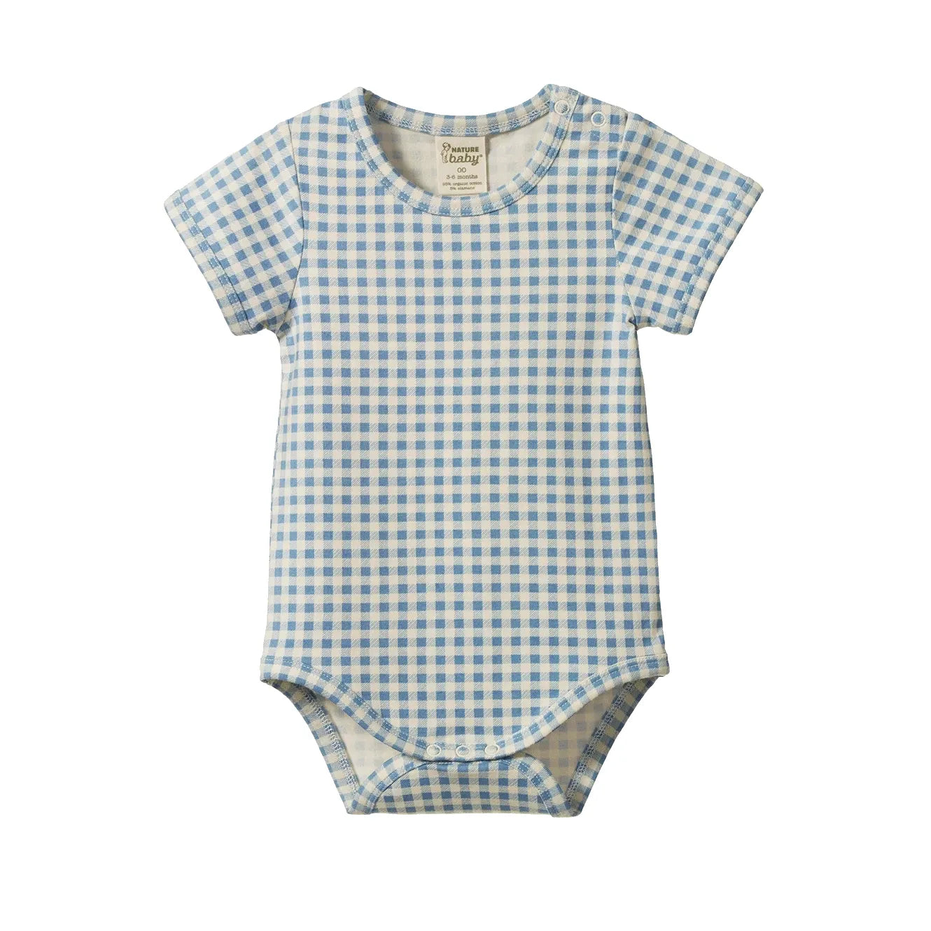 Stretch Jersey S/S Bodysuit - Blue Gingham