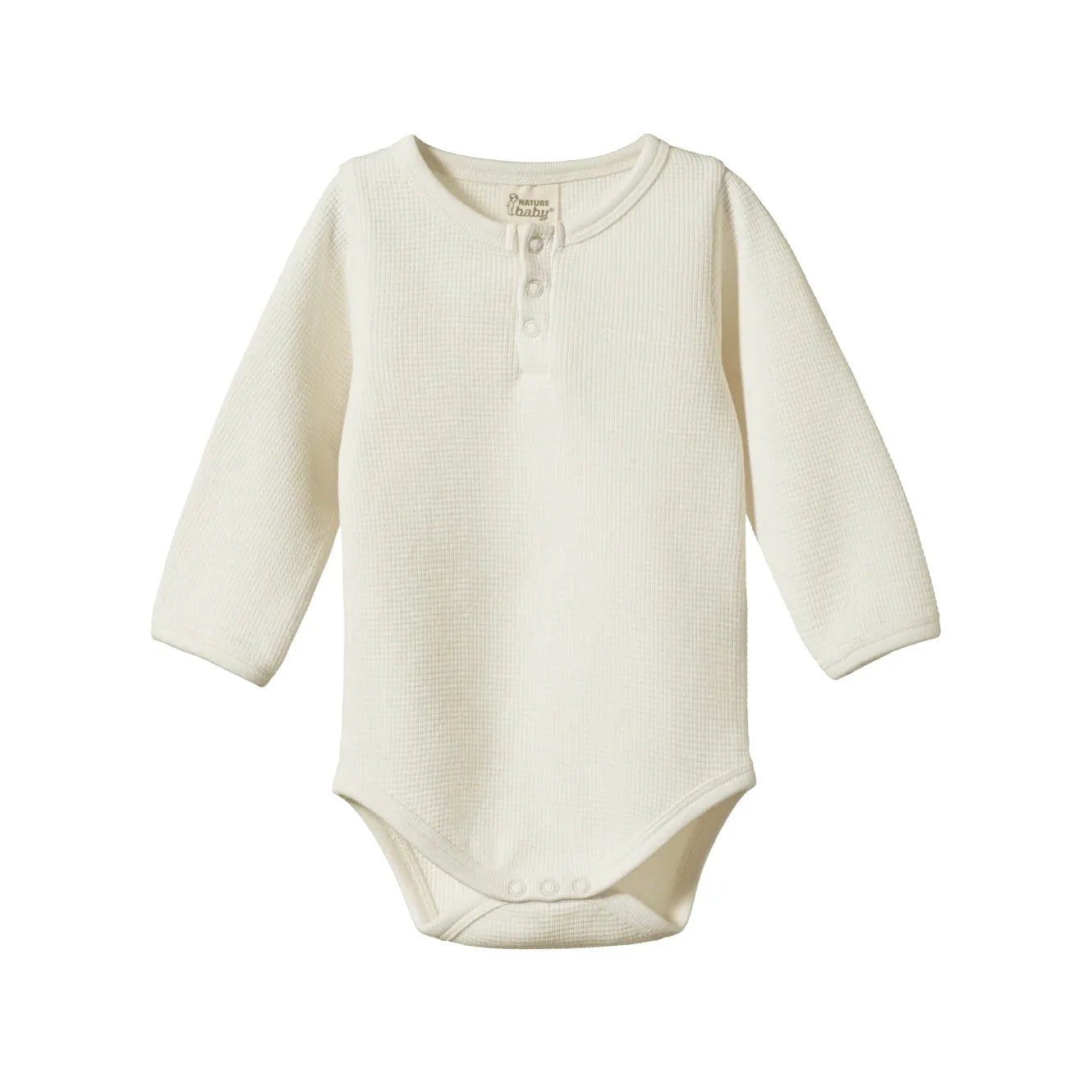 Henley L/S Bodysuit Waffle - Natural