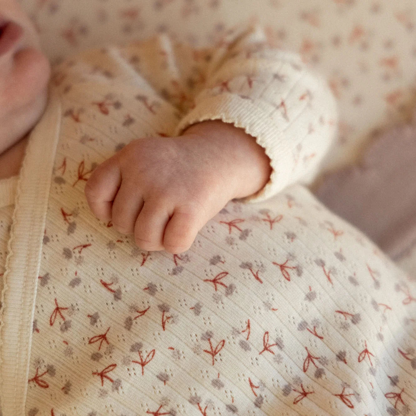 L/S Kimono Bodysuit Pointelle - Dandelion Print